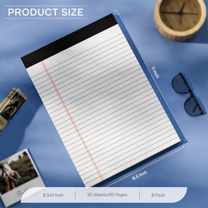 Legal Pads 8.5 x 11 Writing Pads, 3 Pack Note Pads 8.5 x 11 Wide Ruled Pads of Paper, Micro Perforated Notepad 8.5'' x 11'' Lined Paper Pads, Thickness Paper with Strong Cardboard, 30 Sheets per Pad