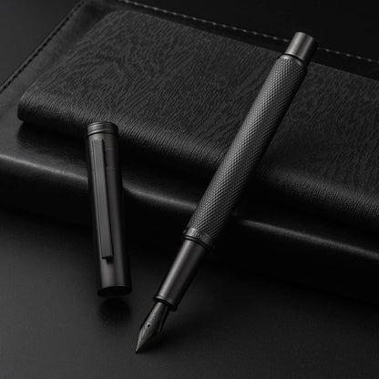 Hongdian Matte Black Forest Rollerball Pen with Schmidt Black Ink Refill, Classic Design with Metal Case for Business Signature