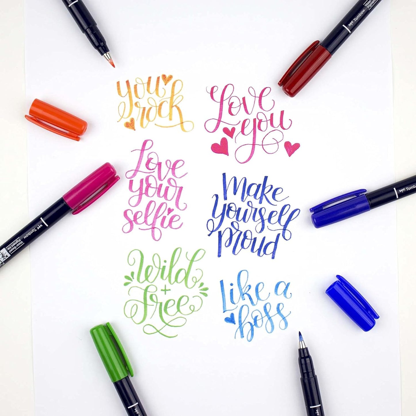 Tombow 62038 Fudenosuke Brush Pen, 2-Pack. Soft and Hard Tip Fudenosuke Brush Pens for Calligraphy and Art Drawings