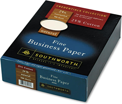 Southworth 404C 25% Cotton Business Paper White 24 lbs. Wove 8-1/2 x 11 500/Box FSC