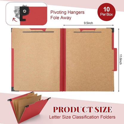 Henoyso 10 Pcs Hanging Classification Folders Bulk with 2 Prongs, 1 Divider Letter Size, 2 Inch Expansions Pressboard File Folder, 1/3-cut Tab File Organizer (1 Divider,Green)