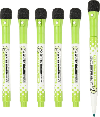PATIKIL Magnetic Whiteboard Pen, Fine Tip Dry Erase Yellow White Board Markers with Eraser Whiteboard Calendar Supplies for Classroom Office, 6 Pcs, 1-2mm Tip