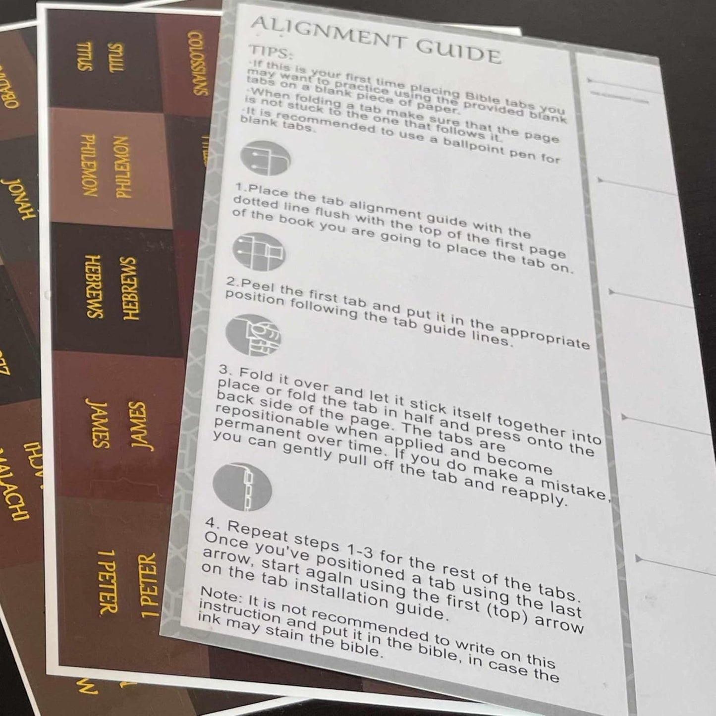 Thinkor Reposition Laminated Bible Tabs, Large Print Stickers, Easy to Read & Apply Bible Tabs for Women & Man (Earthy Brown)