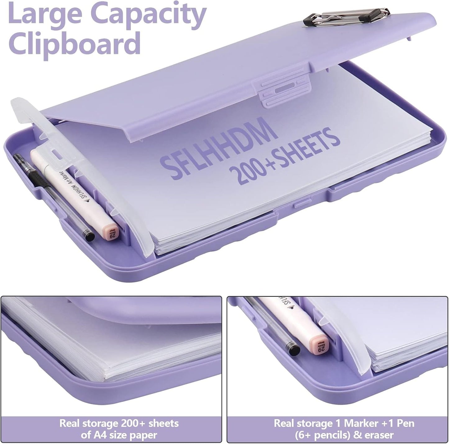 SFLHHDM Purple Clipboard, Clip Boards 8.5x11, Teacher Clipboards with Storage, Plastic Clipboard with Pen Holder, Clipboards Storage for Women Teachers Work, School & Office Supplies
