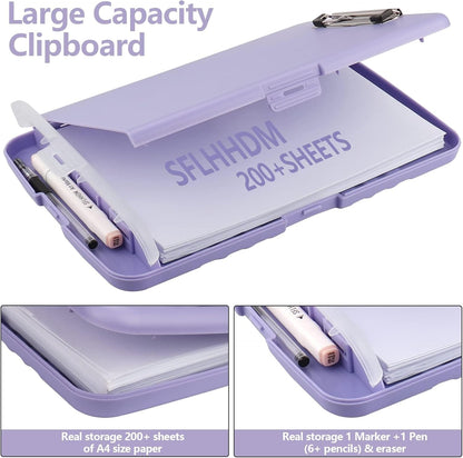 SFLHHDM Purple Clipboard, Clip Boards 8.5x11, Teacher Clipboards with Storage, Plastic Clipboard with Pen Holder, Clipboards Storage for Women Teachers Work, School & Office Supplies