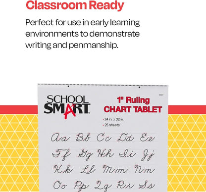School Smart Chart Paper Pad, 32 x 24 Inches, 1-1/2 Inch Rule, 25 Sheets