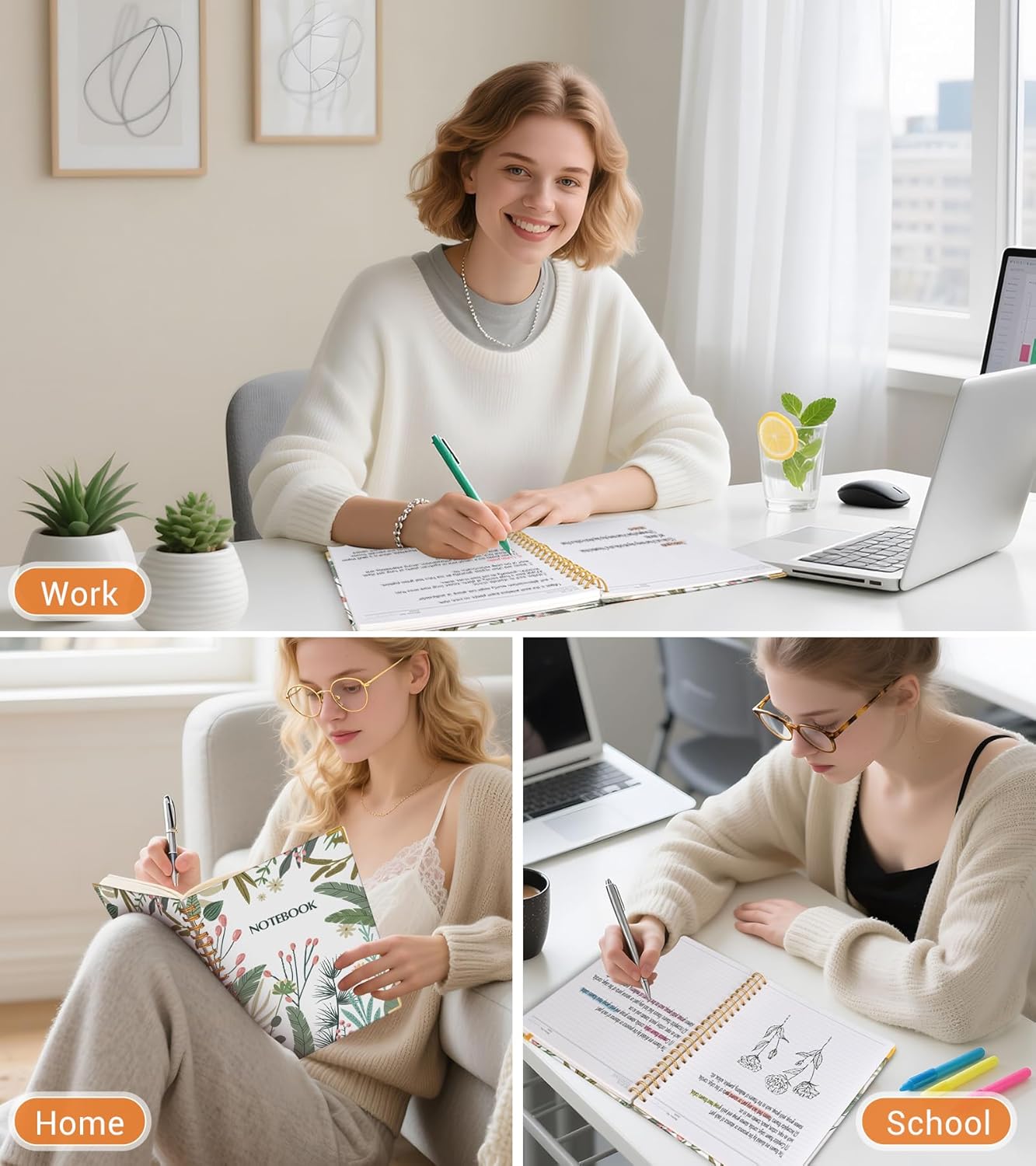 Lined Spiral Notebook Journal for Women, 200 Pages Cute Notebooks 8.5” x 11”, A4 Large Hardcover Spiral Journals with 100 GSM Thick Paper, College Ruled Notebook for Writing Work School, Autumn Tree