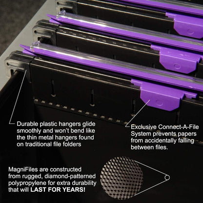 Ultimate Office MagniFile Hanging File Folders V- Bottom Letter Size with 11 inch Magnified Indexes that Double The Size of Your File Titles to Find Files Fast. (Set of 5 Frost)