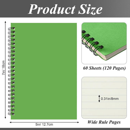 Leelosp 12 Pack Small Spiral Notebook Lined Spiral Journal College Ruled Notebook Wire Bound Kraft Cover, 120 Pages for Work (Multicolor,5.5 x 8.3 Inch)