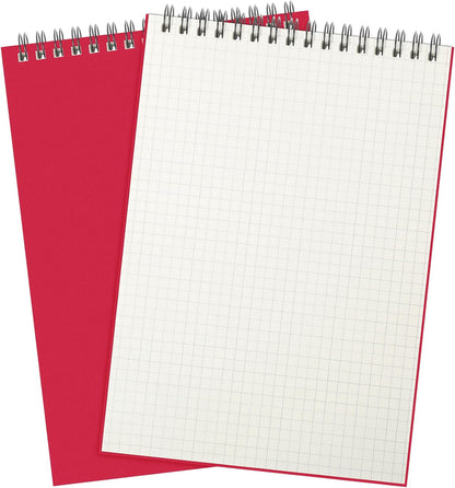 Engrowtic 2 Pack Graph Paper Spiral Notepad A5 Top Wirebound Notepad Grid Notebook Steno Pads Memo Notebook Grid Paper 140 Pages for Writing Sketching Drawing Office Supplies (Black)