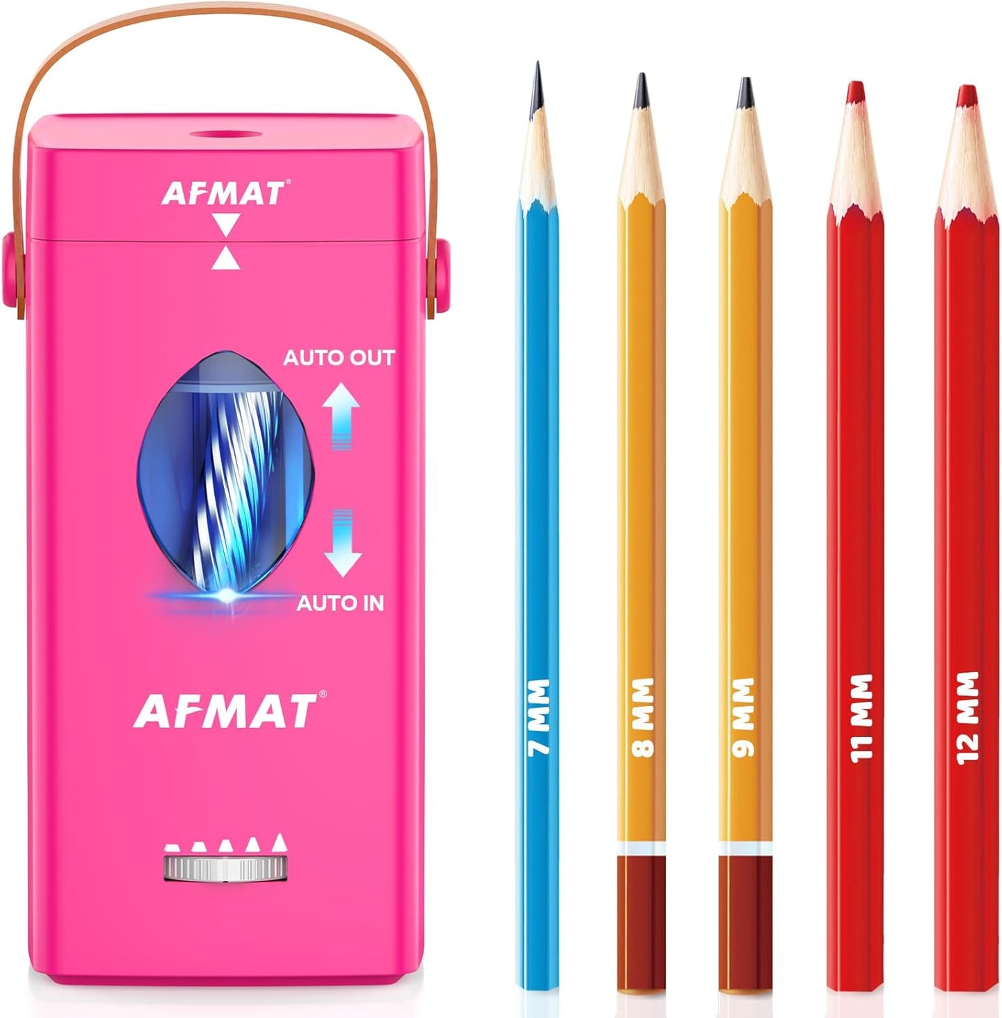 AFMAT Electric Pencil Sharpener, Rechargeable & Cordless, Fully Automatic Pencil Sharpener for Classroom, Auto in & Out, 5 Sharpness Modes, Heavy Duty Sharpeners for 6-12mm No.2/Jumbo Pencils PSC7