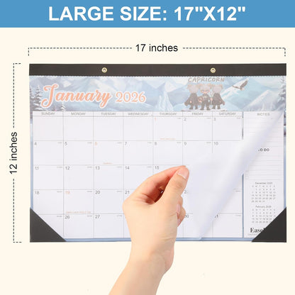 24 Month Desk Calendar 2026-2027, Runs from January 2026 to December 2027, Large 17"x12" Desktop/Wall Monthly Calendar, 2 Year Academic Calendar with Note & To Do for Home, School or office