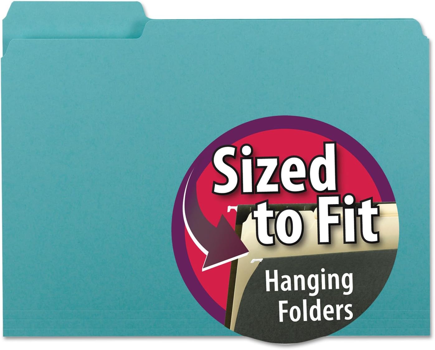Smead Interior File Folder, 1/3-Cut Tab, Letter Size, Aqua, 100 per Box, Expandable File Folders for Filing Cabinet