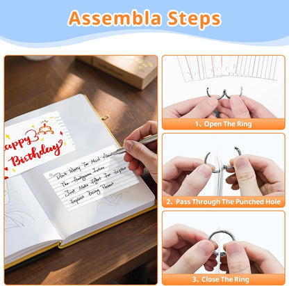 Index Cards 3x5 Inches, 300 PCS, Colored Flash Cards With Ring, Punched Lined Study Card Ruled Flashcards Notecards, Ruled Front And Blank Back, Note Card for School, College And Home