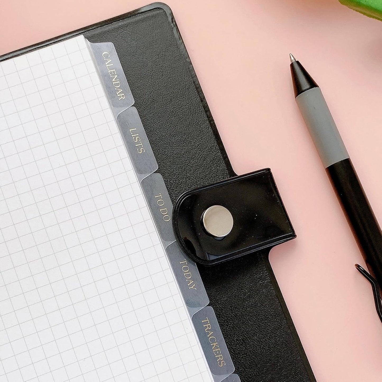 DY.2ten Black Binder Dividers for 6-Holes Ring Binder, 1/7 Cut Tabs, A5 Size, Sturdy Plastic Dividers with 7 Tabs for School Office Home, 2 Sets, 14 Dividers, 2 Tab Stickers.