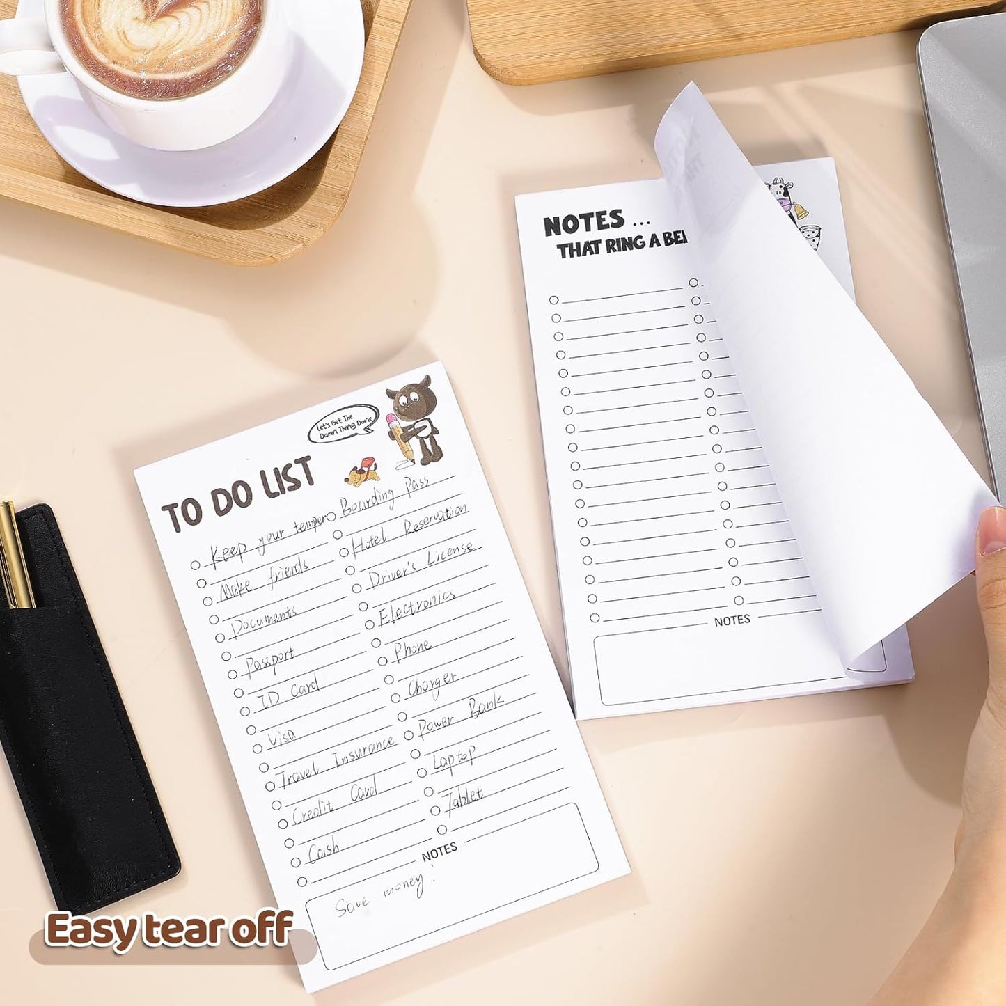 Thboxes 2 Pack Grocery List Magnet Pad for Fridge with Pen Holder, Total 120 Sheets Magnetic Note Pad for Fridge Full Back Magnet Shopping List, To Do List, Memo Notepads, 4.5x7.5(Funny Animal)