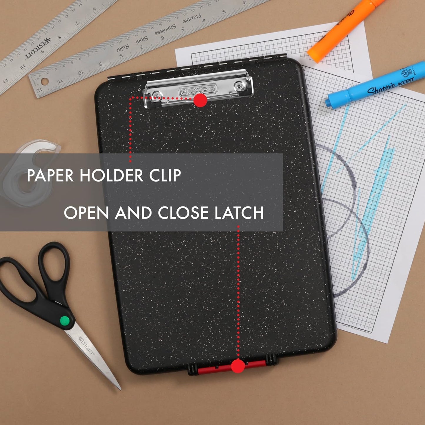 Dexas Slimcase Storage Clipboard, Black