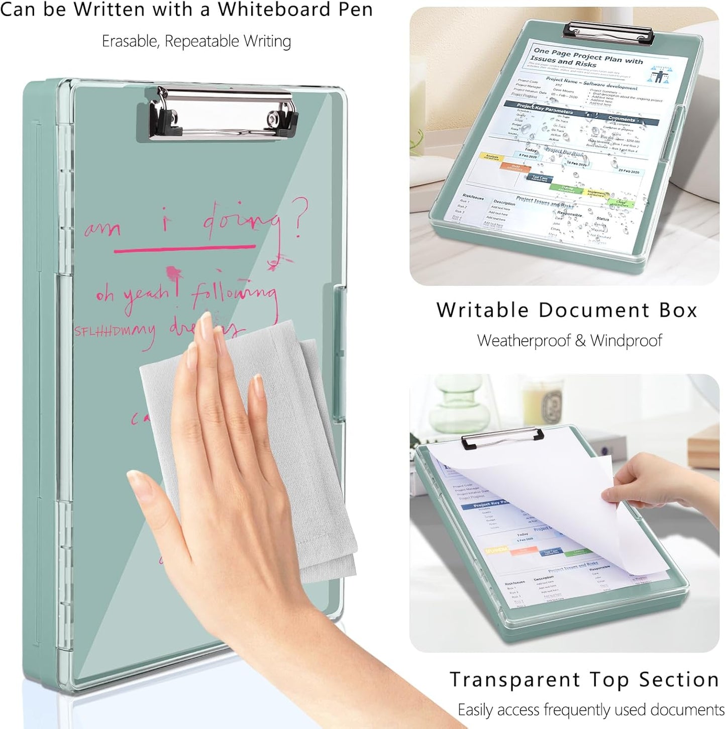 SFLHHDM Clipboard with Storage,Heavy Duty Clip Boards 8.5x11 with 2 Storage Case,Clear Visible Panel Storage Clipboards,Side Opening Nursing Clipboard Folder for Office Supplies-Light Purple