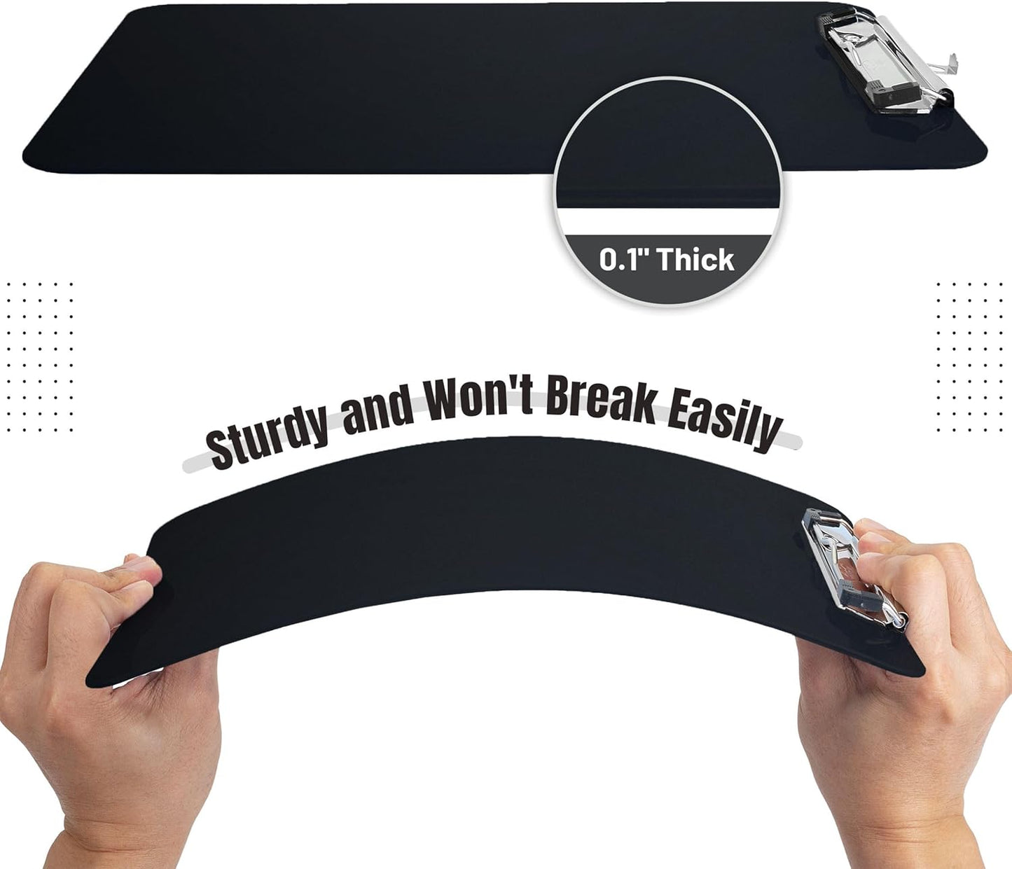 Mr. Pen- Plastic Clipboard, Letter Size, Black, Clipboard Plastic, Low-Profile Metal Clip with Retractable Hanging Hole