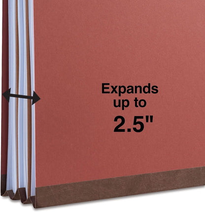 Staples Recycled Pressboard Classification Folders, Legal Size, 2‑Dividers, 2.5" Expansion, Red, Heavy‑Duty Construction – 20/Carton