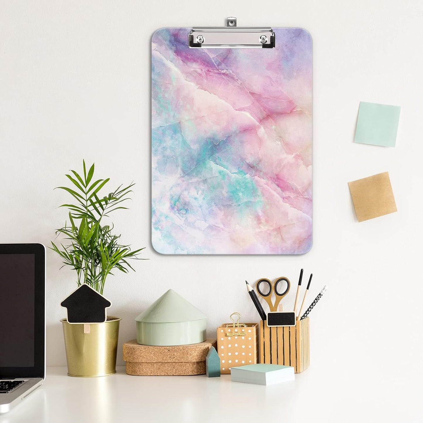 Hongri Plastic Cute Clipboard, Letter Size for Students, Teacher, Woman and Kids, Low Profile Clip, Decorative Pattern, Size 9 x 12.5 in, Dream Marble