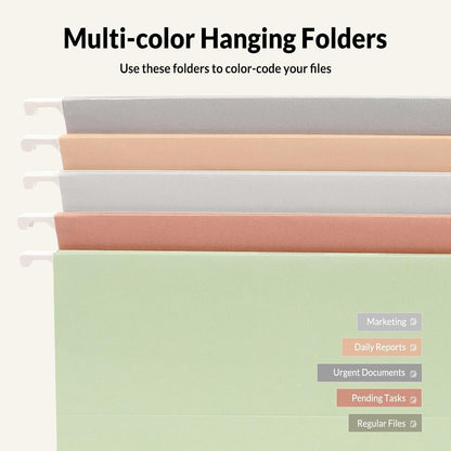 SUNEE Hanging File Folders, 25 Pack Letter Size Hanging File Folders with 1/5-Cut Tabs, Ideal for Home and Office Organization and Papers Classification, Bright Neon Pink