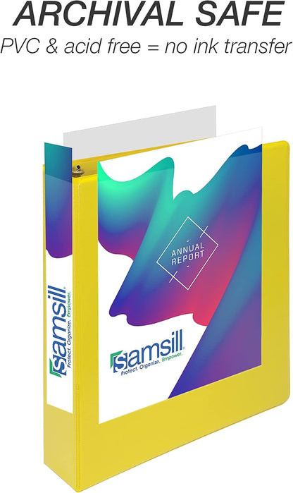 Samsill Durable 4 inch 3 Ring Binder, D Ring Binder, 100% Recycled Chipboard, Black, 2 Pack