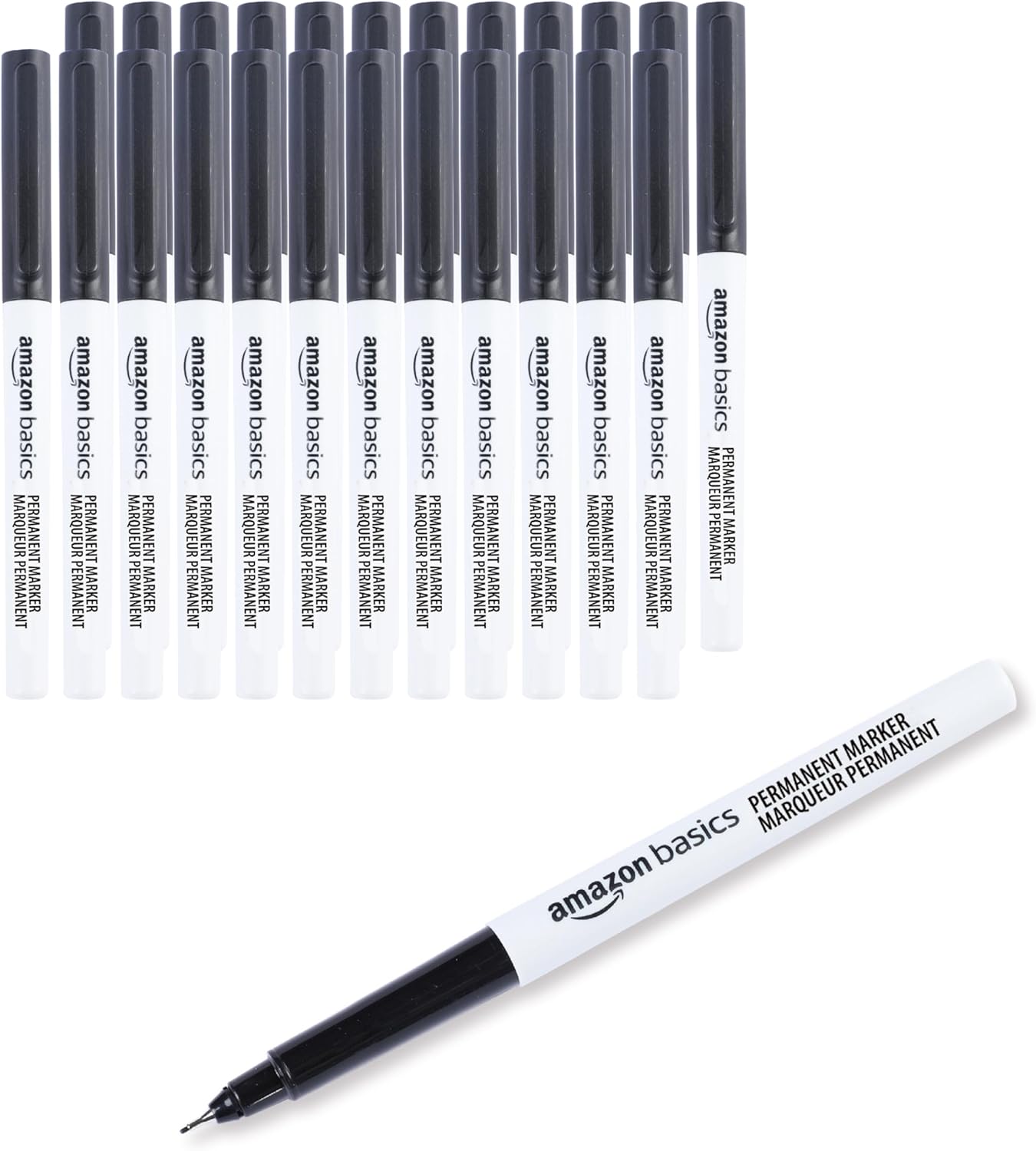 Amazon Basics Ultra Fine Point Permanent Markers for Drawing, Writing and Doodling, Quick Drying, Fade Resistant, Black, 24-Pack