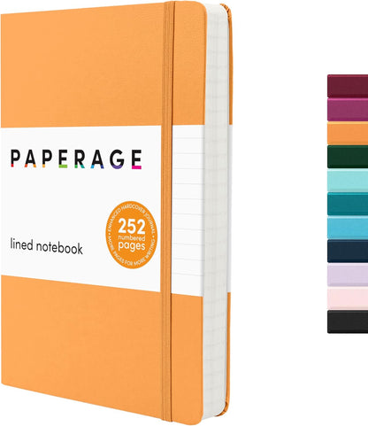 PAPERAGE Lined Journal Notebook, (Black), 160 Pages, Medium 5.6 in x 8 in - 100 GSM Thick Paper – Hardcover Journaling Notebook for Work, School & Note Taking