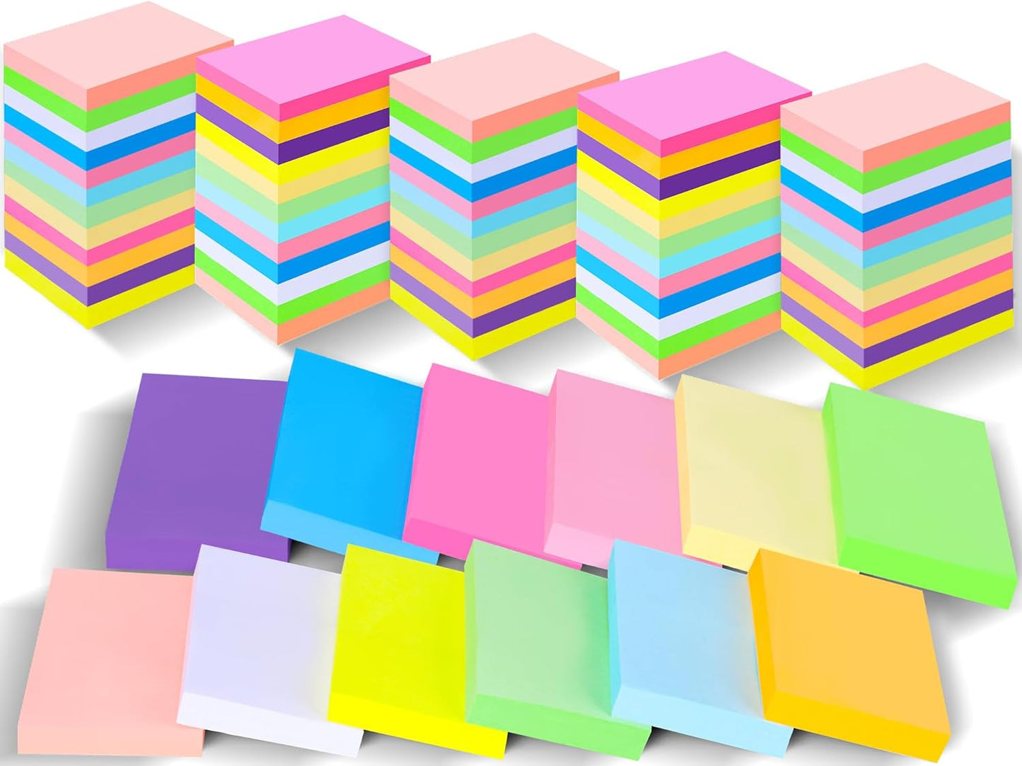 100 Pack Sticky Notes Bulk 3 x 3 in Self-Stick Note Pads Colorful Posted Note in 20 Colors Adhesive Paper Memo 50 Sheets/Pad Easy to Post for Office Home School Meetings Notebook Wall Door Window