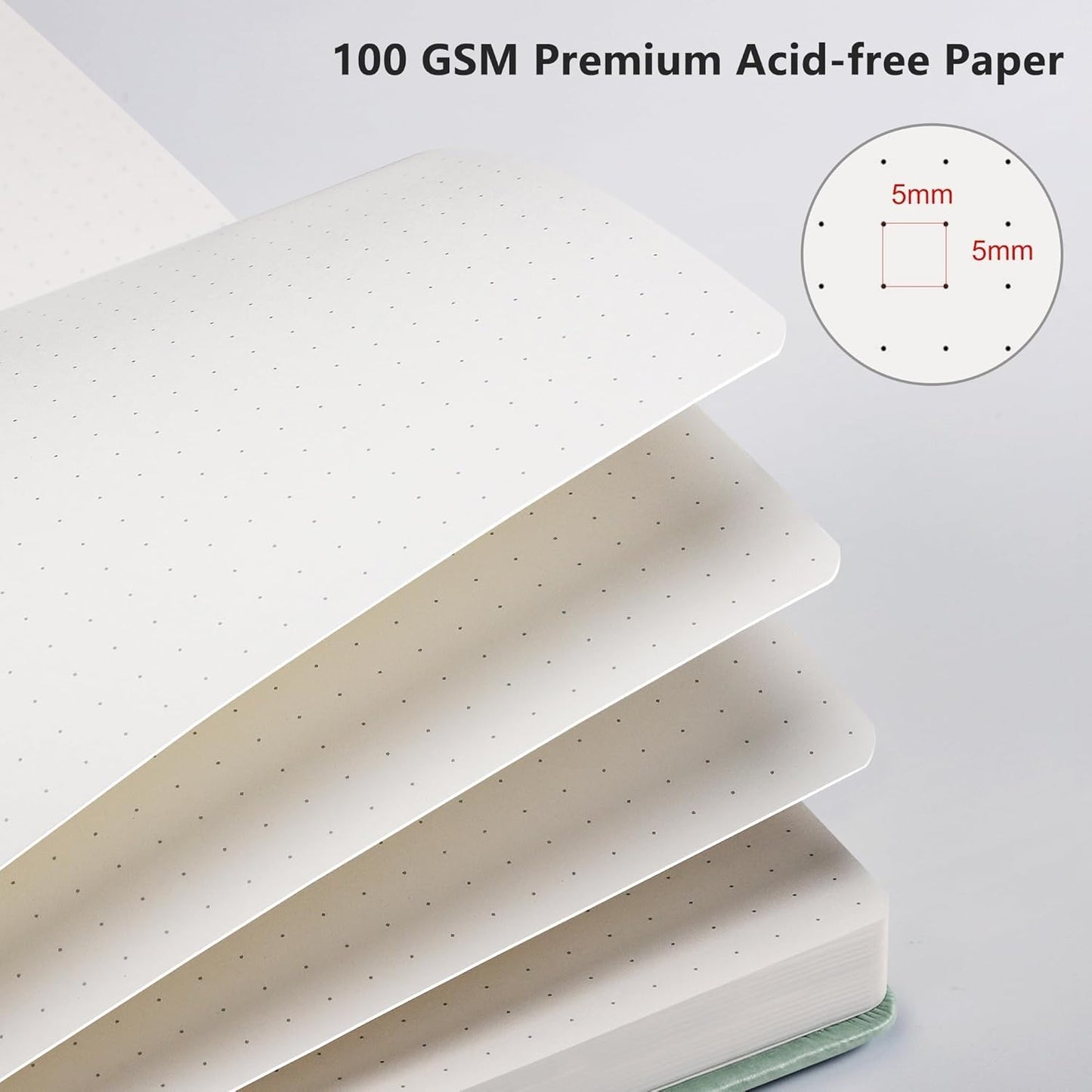 RETTACY Graph Grid Paper Notebook, 192 Pages, A5 Medium Size (5.7'' x 8.3''), 5 Squares per Inch, Leather Hardcover, 100 GSM Thick Paper, for School, Students, Math, Engineering (Brown)