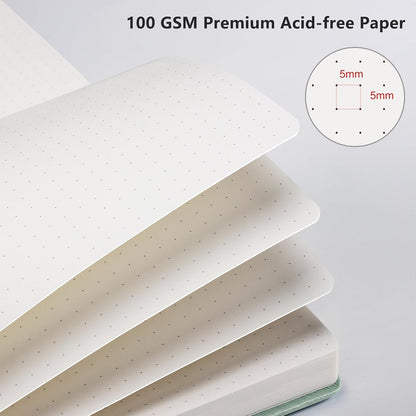 RETTACY Graph Grid Paper Notebook, 192 Pages, A5 Medium Size (5.7'' x 8.3''), 5 Squares per Inch, Leather Hardcover, 100 GSM Thick Paper, for School, Students, Math, Engineering (Brown)