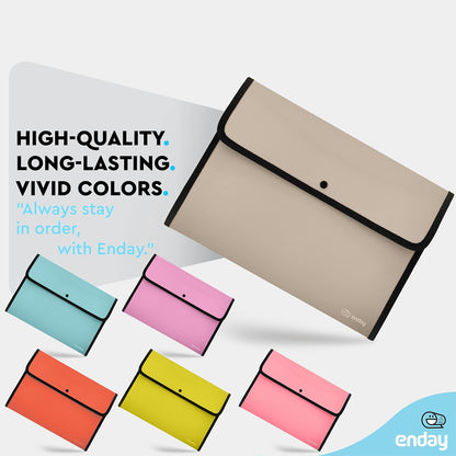 Square Flap Document Holder Blue, Expanding File Folder, A4 Letter Size Reusable Filling Envelopes, Snap Closure Wallet File Pouch Also Available in Pink, Purple, Green, Red, Grey, 1 Pc– By Enday