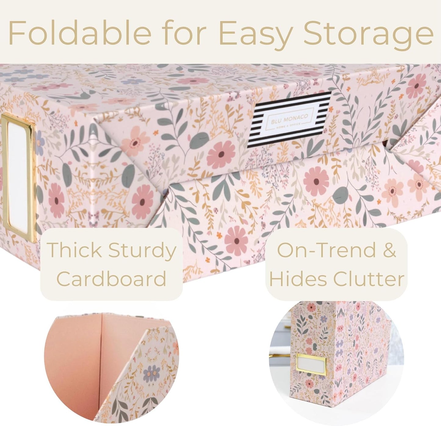 BLU MONACO | Cardboard Magazine File Holder Set of 4 | Vertical Magazine File Holder for Desk and Shelves | Standing File Holder for Classroom School Paper Storage