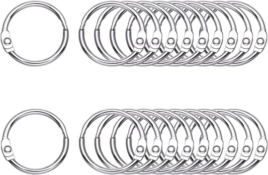 Antner 100Pcs 1 Inch Loose Leaf Binder Rings Nickel Plated Metal Office Book Rings Clips Keychain Keyrings for Index Cards, Flashcards, Notebooks, Photos, Scrapbooks, Home Office Supplies, Silver