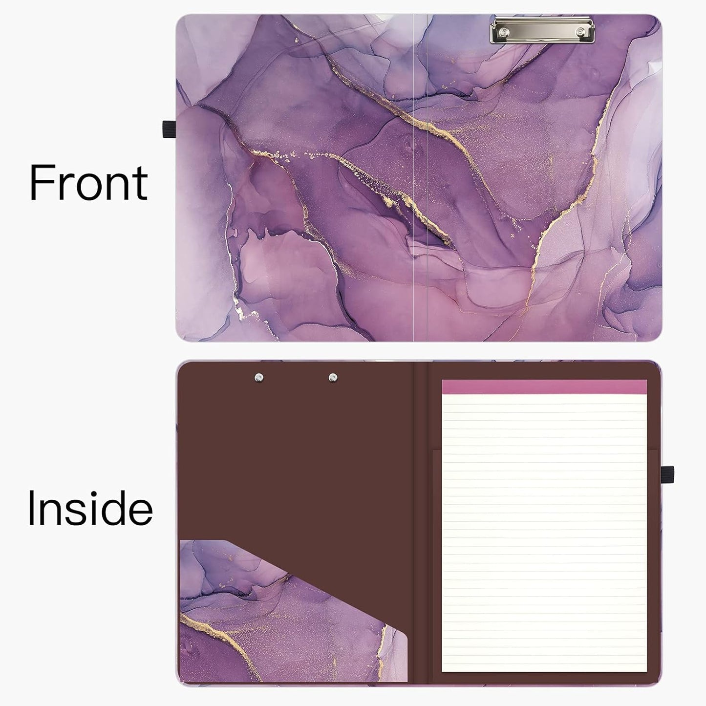 Hongri Clipboard Folio with Refillable Lined Notepad and Interior Storage Pocket for Students, Classroom, Office, Women, Man, Cute Custom Pattern, Size 12.8 x 9.2 in, Classic Flower