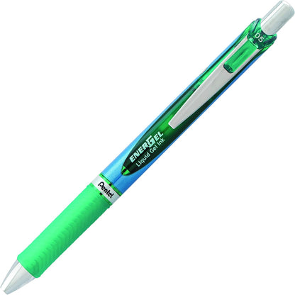 Pentel® EnerGel™ Deluxe RTX Retractable Liquid Gel Pens, Fine Point, 0.5 mm, 54% Recycled, Blue Barrel, Black Ink, Pack Of 12 Pens