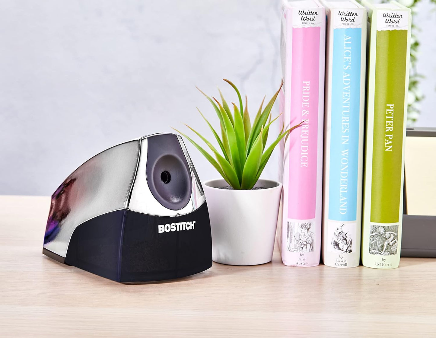 Bostitch Office Electric Pencil Sharpener for Classroom & Desk Use, Heavy-Duty Stall-Free Motor, High-Capacity Shavings Tray, Blue