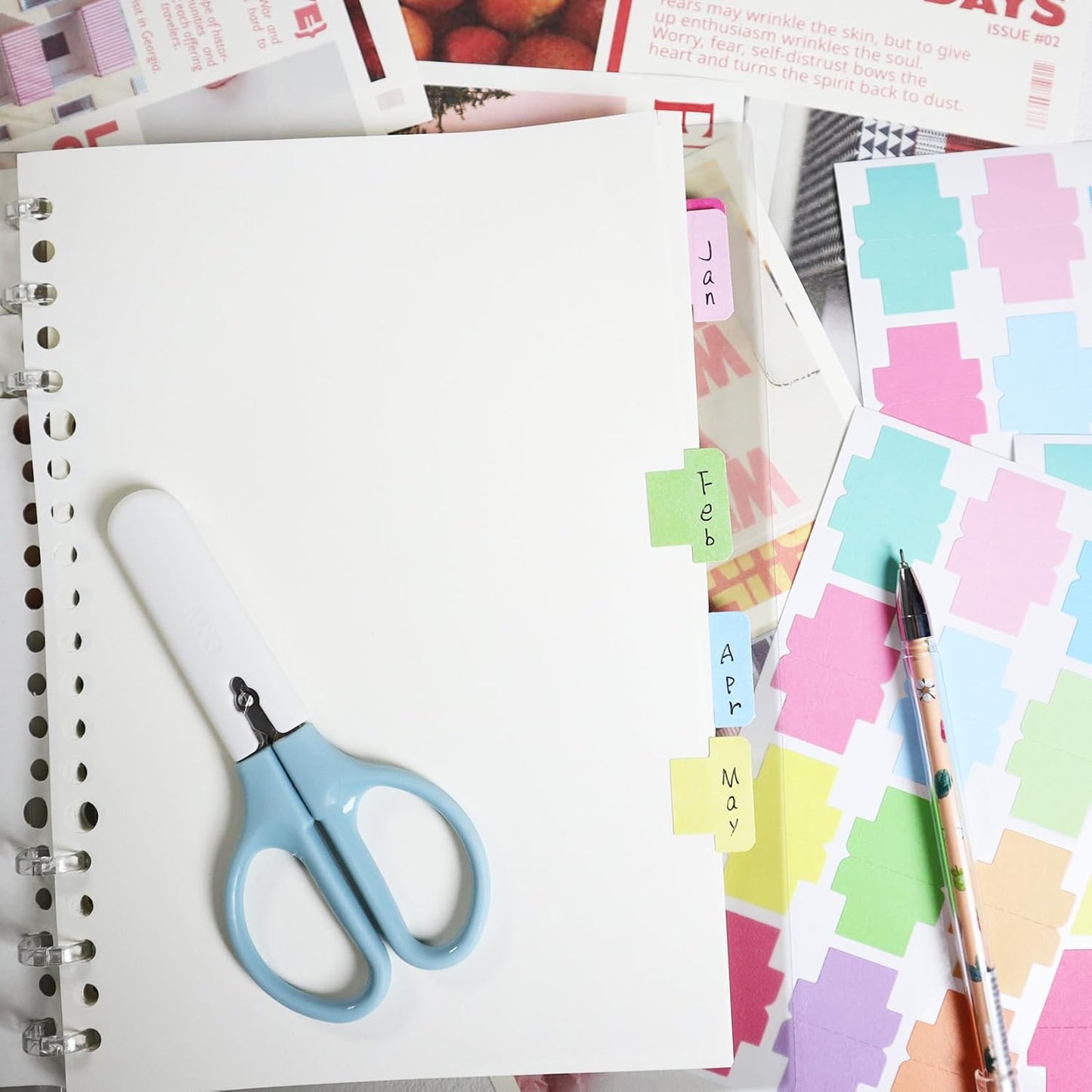 120 Pieces Sticky Blank Monthly Index Tabs Double-Sided Page Markers, Self-Adhesive & Writable Notes Flags for Labeling/Marking/Planing - Multi