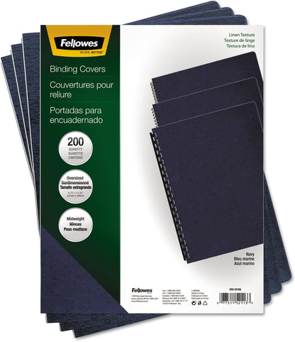Fellowes Linen Presentation Covers, Letter, Navy, 200 Pack (52098)