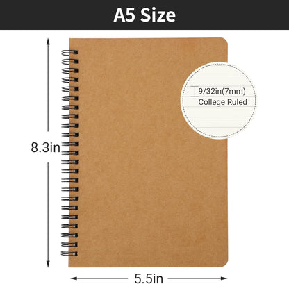 EUSOAR Spiral Lined Notebook, A5 3packs 5.5"X8.3" 120 Pages Lined Travel Notebooks Journal, Memo Notepad Sketchbook, Students College Office Business Diary Ruled Spiral Book Journal-3Colors Covers