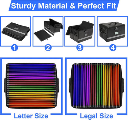 EXLIFBAG File Organizer, Fireproof File Box with Lids, Important Document Organizer Box with Lock, Portable File Folder Organizer with Handle
