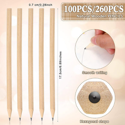 Fumete 100 Pieces Wooden Pencils Bulk No Eraser Hexagonal HB Graphite Unsharpened Natural Wood Pencils Without Erasers Classroom Gifts for Students Bulk Goodie Bag Stuffers