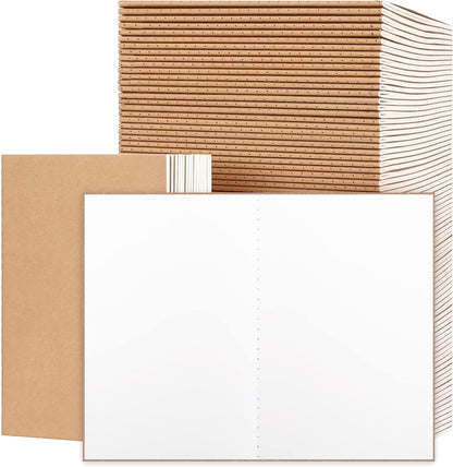 EOOUT 24 Pack Blank Kraft Notebooks, A5 Journals Notebook Bulk, Unlined Paper Sketchbooks, 8.3x5.5in 60 Pages Travel Journal Set for Journaling, Student, Kids, Writing