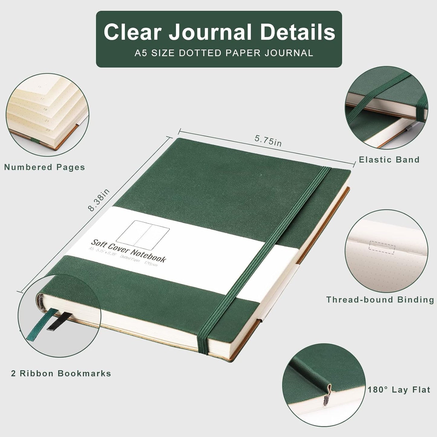 AHGXG Graph Paper Notebook 2 Pack - A5 Grid Paper Notebook/Journal Hardcover with 384 Pages, 120gsm Thick Graph Paper, Grid Paper for Math & Science Students 5.75'' × 8.38''
