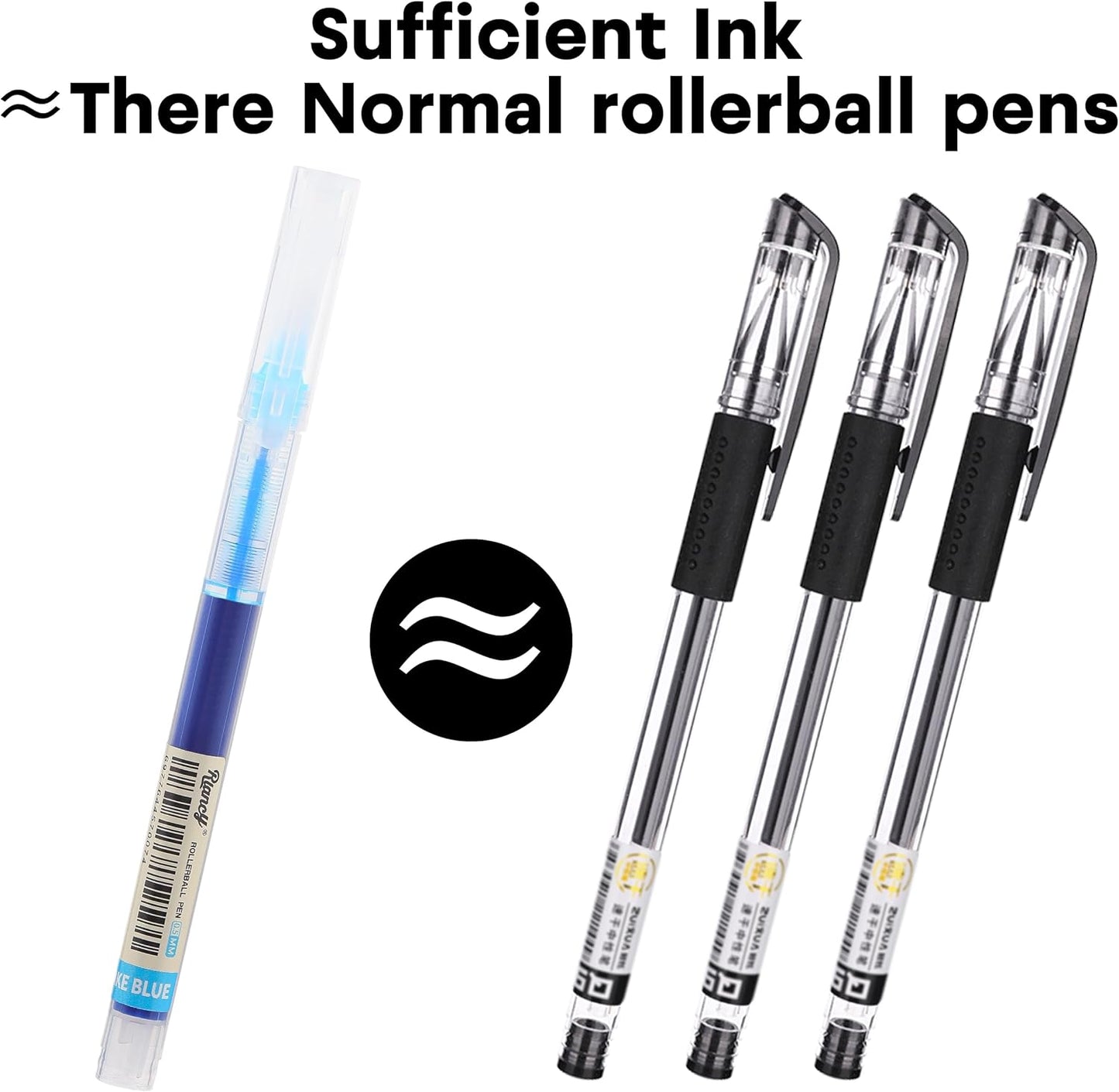 RIANCY 12 Pack Black Liquid Ink Rollerball Gel Pens, 0.5mm Extra Fine Point Tip, Smooth Writing Quick Drying No Smear No Bleed for Journaling, Drawing, Sketching, School Notes & Art Supplies