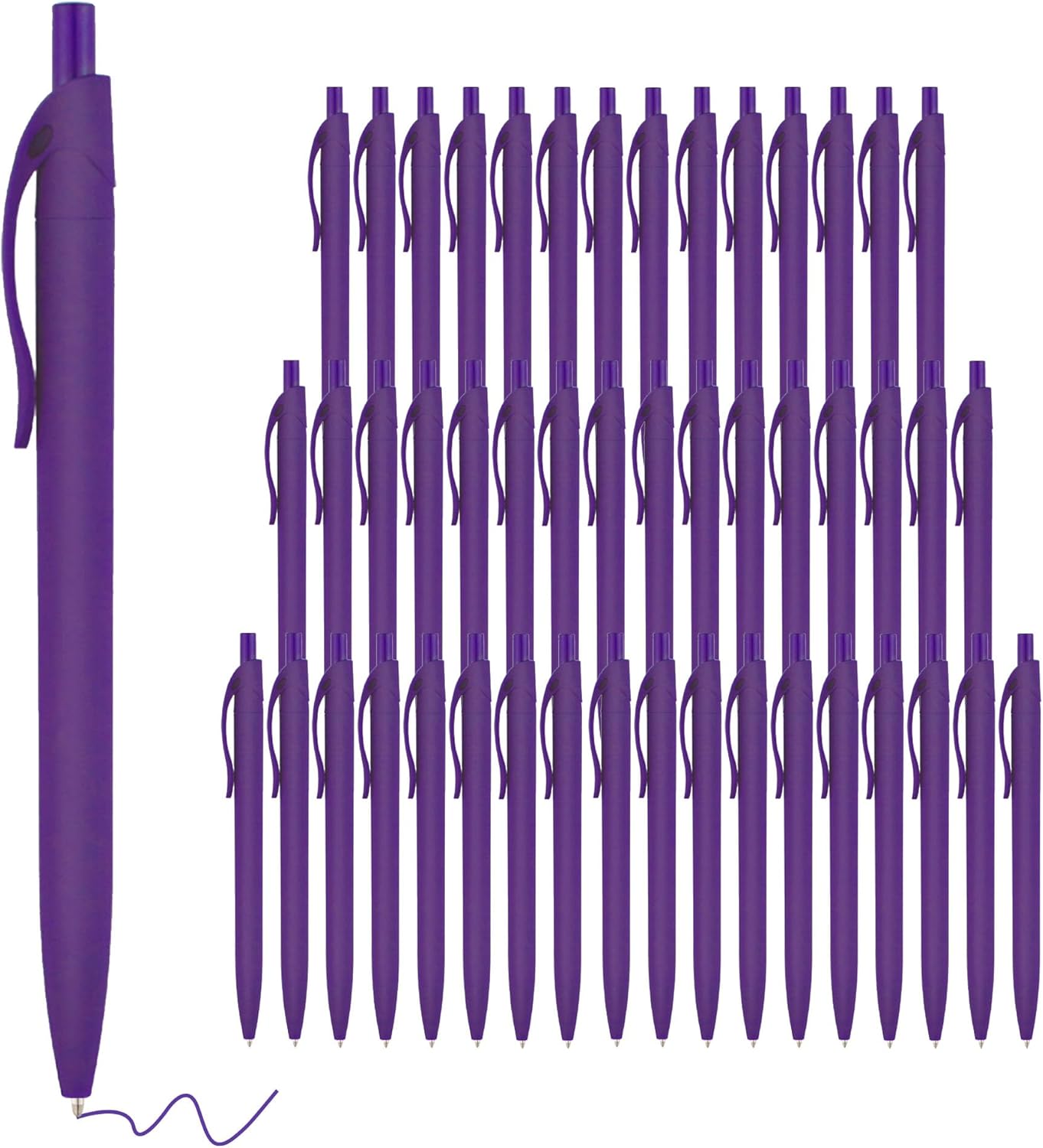 deegtran Pens Bulk, 50 Pack No Bleed Click Pens, Wholesale Retractable Ballpoint Pens, Pen Medium Point, Smooth Ink Pen, 1.0MM Blue Ink