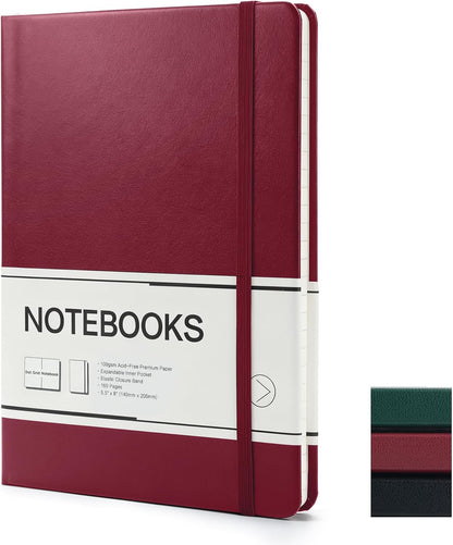 M&G Dotted Journal Notebook, 160 Pages, A5 Medium Size 5.6" x 8" for Men Women, 100GSM Thick College Ruled Paper Bullet Journal for Note Taking, Work & Office, Leather Hardcover, Green