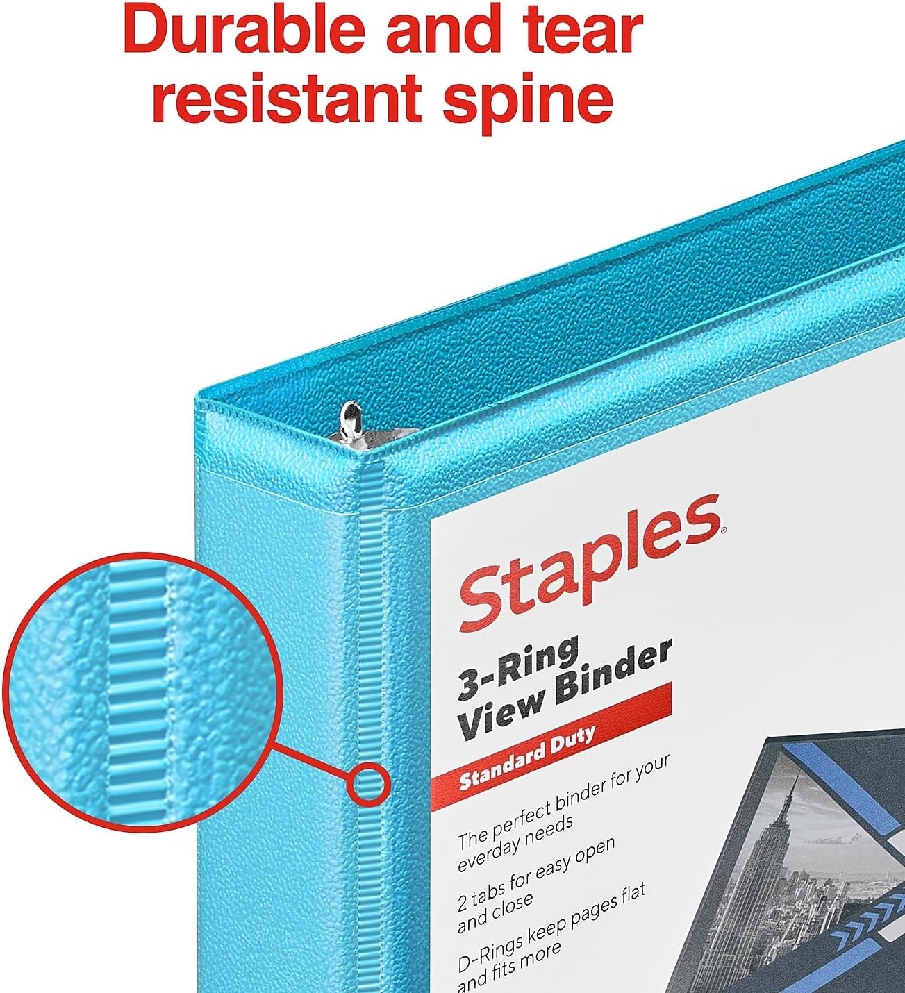 Staples Standard 2-Inch 3-Ring View Binder, Holds Up to 450 Sheets, Orange, Durable Binder for Office & School