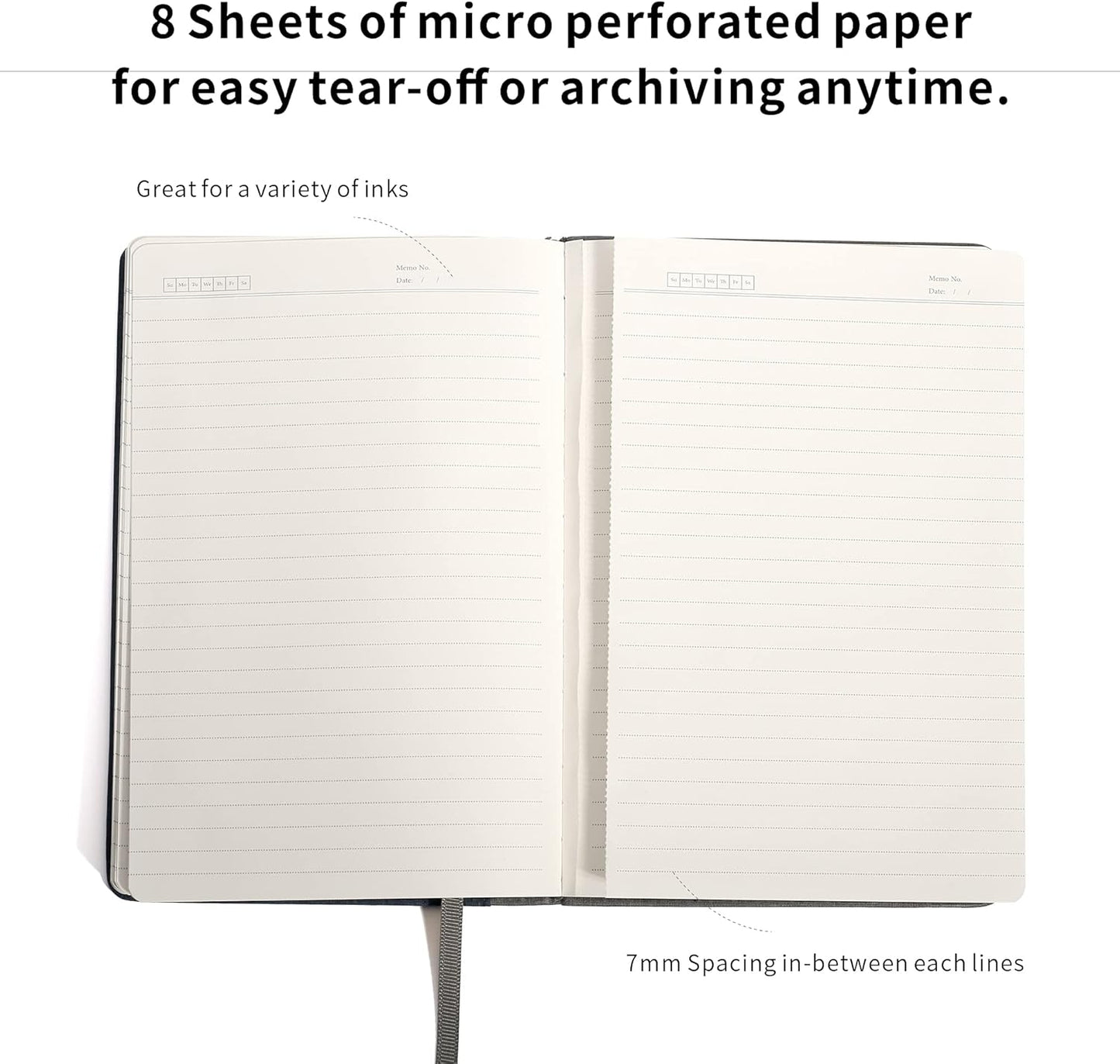Deziliao Lined Journal Notebooks with Pen Loop, Hardcover Notebook Journal for Work, 100Gsm Premium Thick Paper with Inner Pocket, Medium 5.7"x8.4", （Black, Ruled）